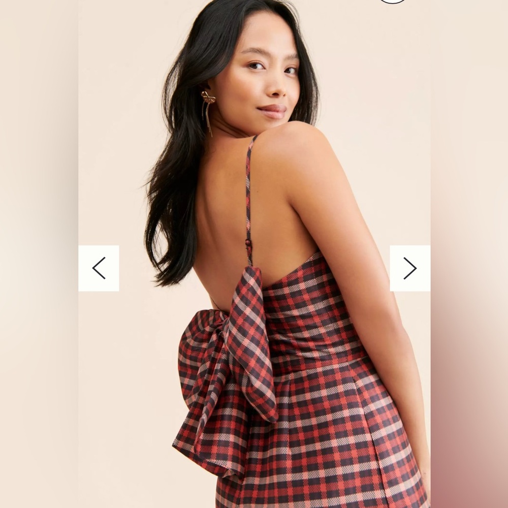 Anthropologie Hutch Plaid Bow Jumpsuit
